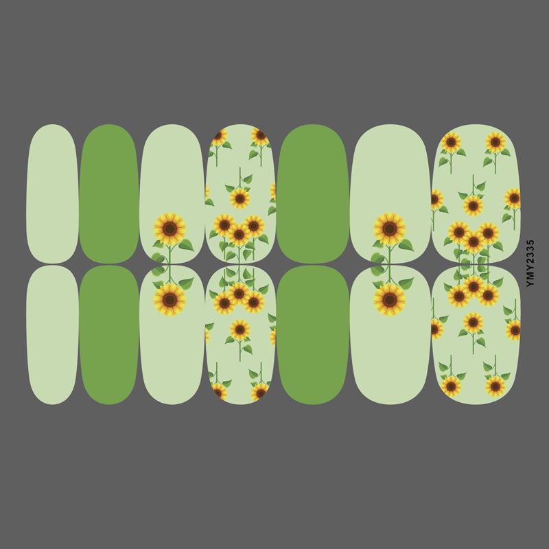Bright Sunflower Waterproof Nail Stickers - Long-Lasting, Cute, Full-Cover Ins Style