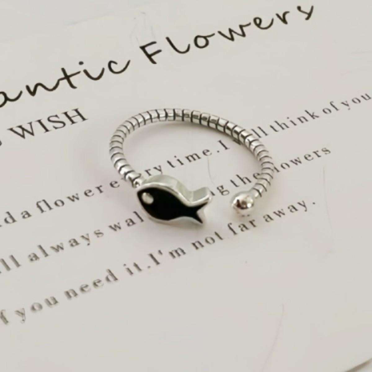 Ручная работа Цветочный Кольцо-рыбка из эпоксидной смолы для женщин