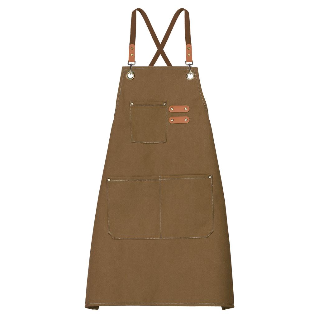 Canvas Chef Aprons 75x69cm Adjustable Strap Cross Back Kitchen Cooking Apron with 3 Pockets for Men Women Chef, Black