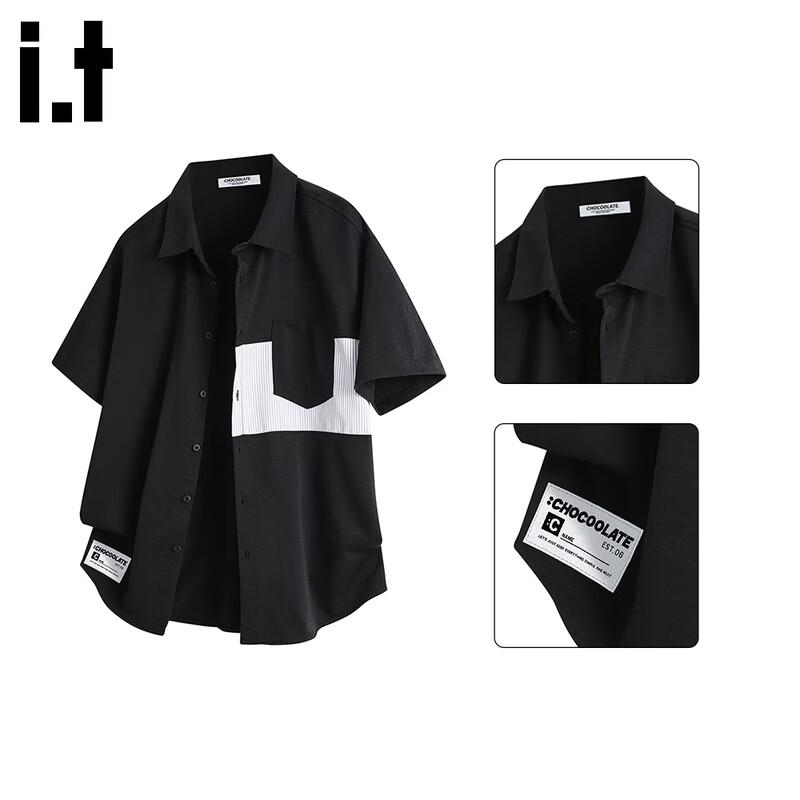 :CHOCOOLATE Men s Patchwork Pocket Short Sleeve Shirt XL