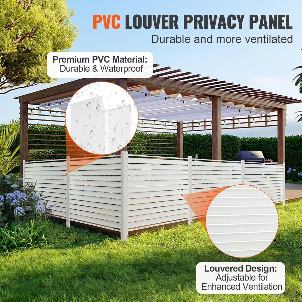 48" W x 48" H Vinyl Privacy Fence Panels, Air Conditioner Fence, Outdoor Privacy Screens for Trash Can, Pool Equipment Enclosure, Privacy Screen Kit