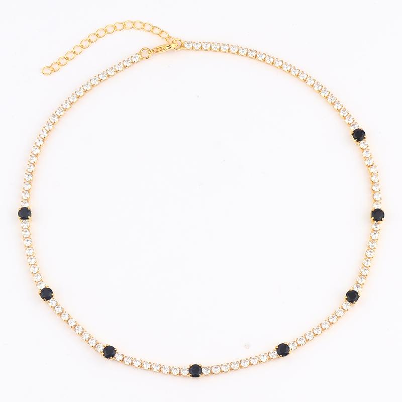 Mix Fashion Summer Colorful Rainbow Women Girl Jewelry 5A Cubic Zirconia Delicate Gold Filled Charm Tennis Chain Necklaces