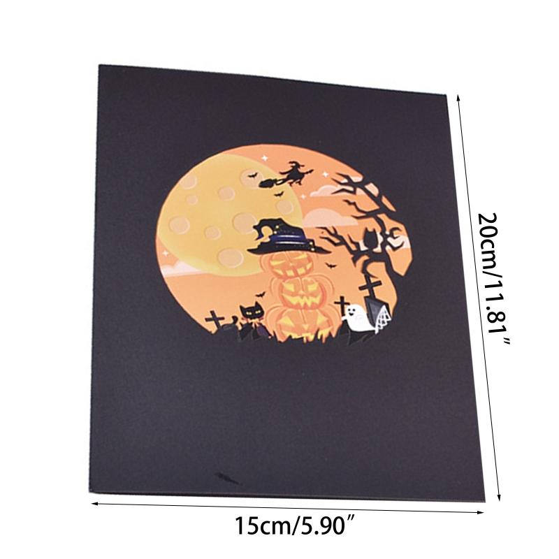 3D for Pop Up Halloween Pumpkin Greeting Card Festival Invitation Greeting Memorial Cards for Thanksgiving New Year