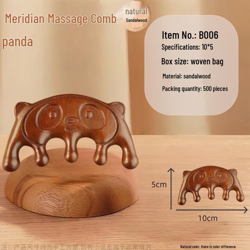 Sandalwood Five-Tooth Scalp & Gua Sha Massage Comb for Neck, Shoulder & Meridian Relief