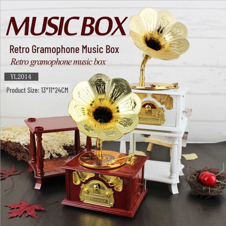 Mini tanzender Mann rotierende Spieluhr: Nähmaschine, Grammophon, Schreibmaschine Design