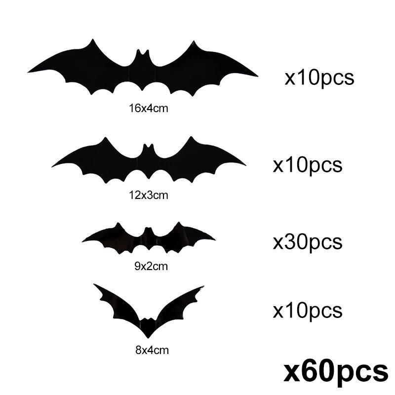 12-120 Stück 3D Schwarze Fledermaus Wandaufkleber Für Halloween Party Zuhause Innen Hof Dekoration Gruselige Requisiten Kinderzimmer DIY Wandtattoos