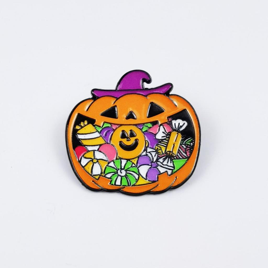 Children's Cartoon Halloween Badges: Ghost & Pumpkin Candy Brooches