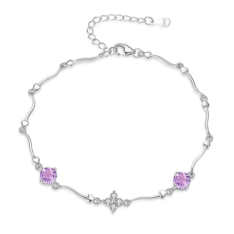 S925 sterling silver bracelet women's natural crystal stone hand jewelry Valentine's Day gift for girlfriend