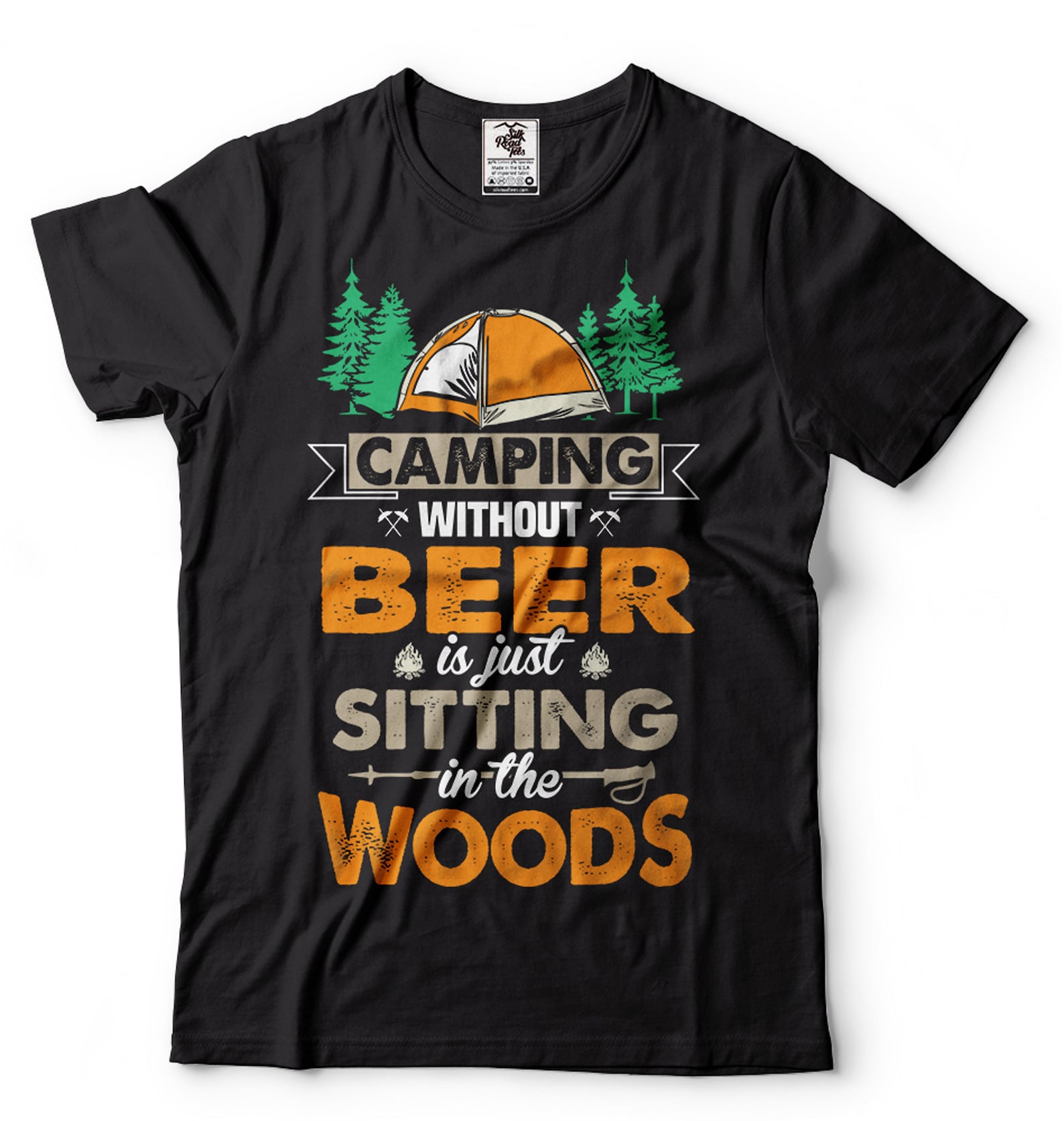 Funny Camping & Beer T-Shirt: Outdoor Hiking Gift 2XL