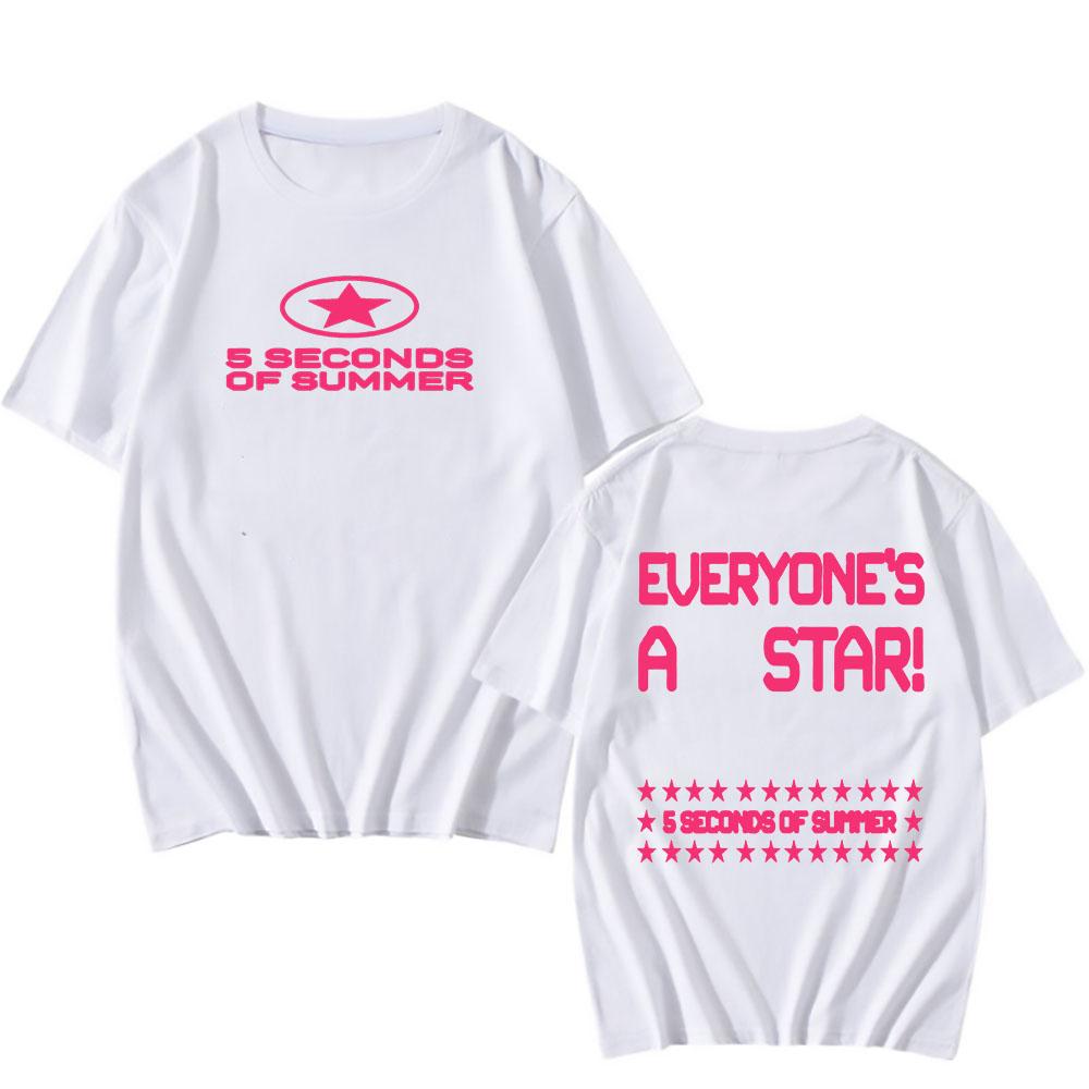 

5 SECONDS OF SUMMER Футболки гурту Кожен - Зірка Футболка з альбому З коротким рукавом Круглий виріз Бавовняні футболки Одяг з графічним принтом Топ XXL