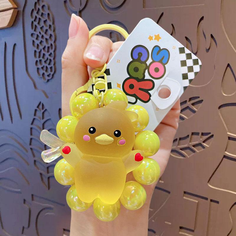 

Cartoon Matte Four Cartoon Bead Chain Buckle Couple Car Bag Key Chain Pendant Creative Gift Keychain opp bag packaging