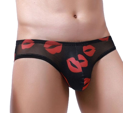 Slip sexy Kiss Lips Noir - MenSexyWear - Slip Sexy