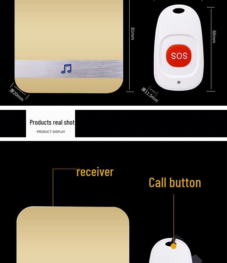 Senior Wireless Emergency Call Button for Long-Distance Assistance: One-Touch Bedside Alarm Bell