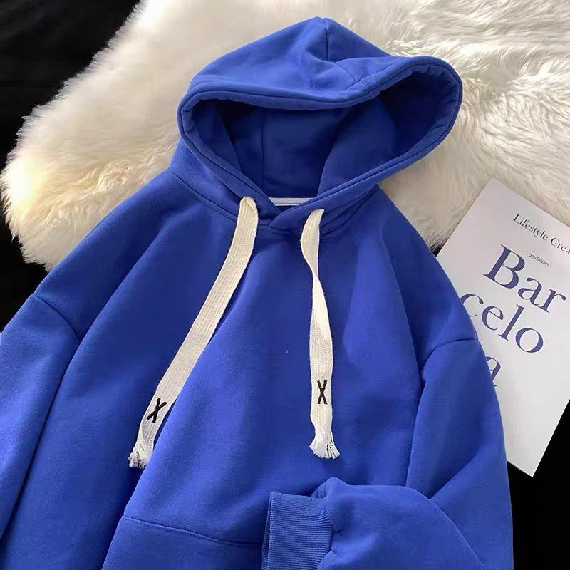 

Мужская модная однотонная толстовка с капюшоном в стиле ретро: Стильный, свободный, ленивый стиль для пар на весну и осень, мода в стиле Гонконга. XL