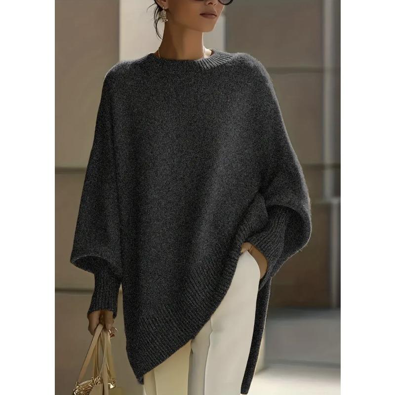 2 Autumn and Winter Crew Neck Pullover Knitted Sweater Women's Loose Lazy Style Solid Color Women's Sweater