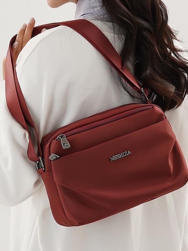 Lightweight Womens Small Square Shoulder Bag With Zipper Closure And Inner Phone Pocket