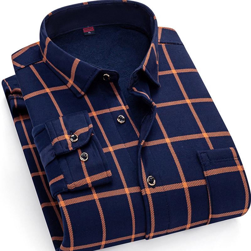 

Мужская клетчатая теплая рубашка с длинным рукавом на осень и зиму 2024 2XL for 125-145 lbs