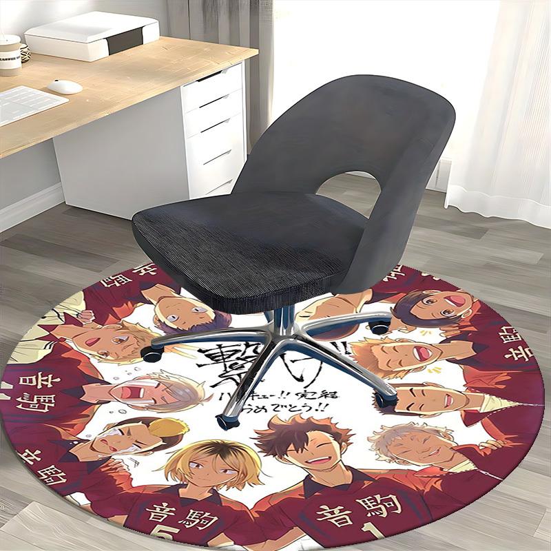 1pc Haikyuu!! Kageyama Tobio Anime Round Carpet - Office Chair Mat, Non-Slip Rug for Home Decor, Seasonal Gift, Suitable for Office, Living Room, Bedr