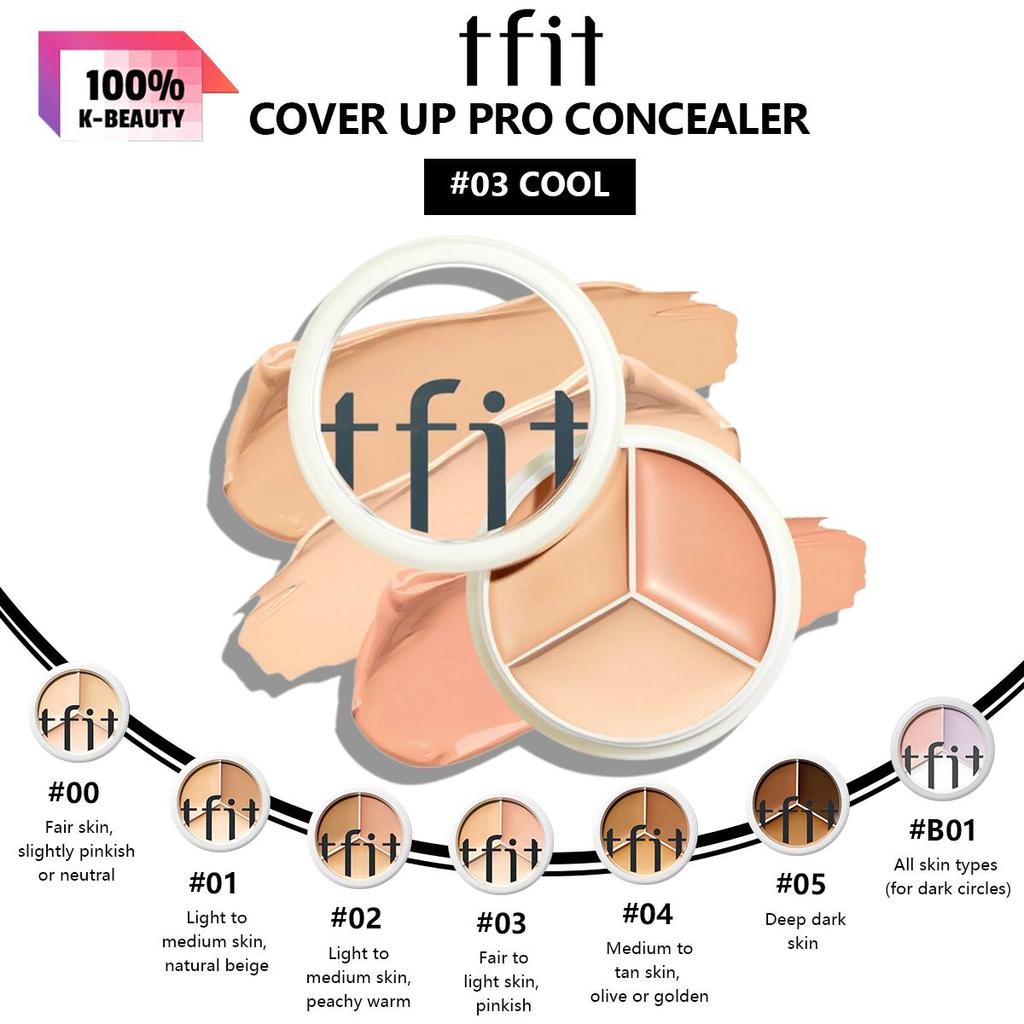 TFIT CORRETIVO COVER UP PRO 15g 00-05, Alta Cobertura, Textura Leve, Maquiagem de Longa Duração, Cosméticos Coreanos, Maquiagem Coreana