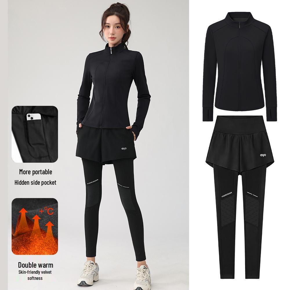 Autumn & Winter Quick-Dry Two-in-One Velvet Sports Pants for Running & Outdoor Fitness