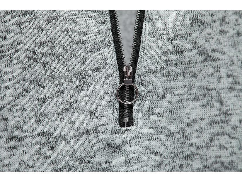 Men's High Neck Zipper Long Sleeve T-Shirt - European Size, Autumn/Winter Collection