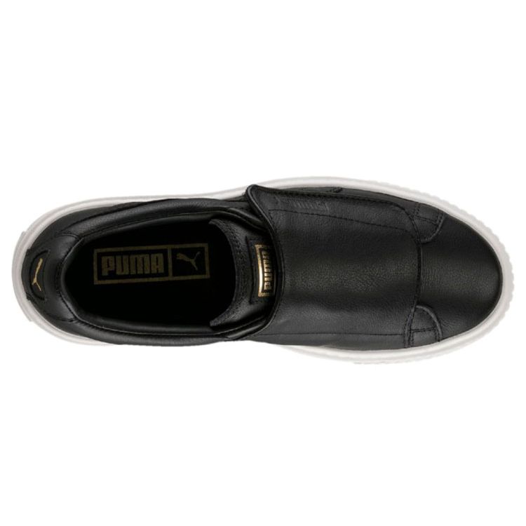 Puma Basket Platform Big Strap Solid Color Simple Velcro Casual Low Top Sneakers Women sneakers Black 364123-01