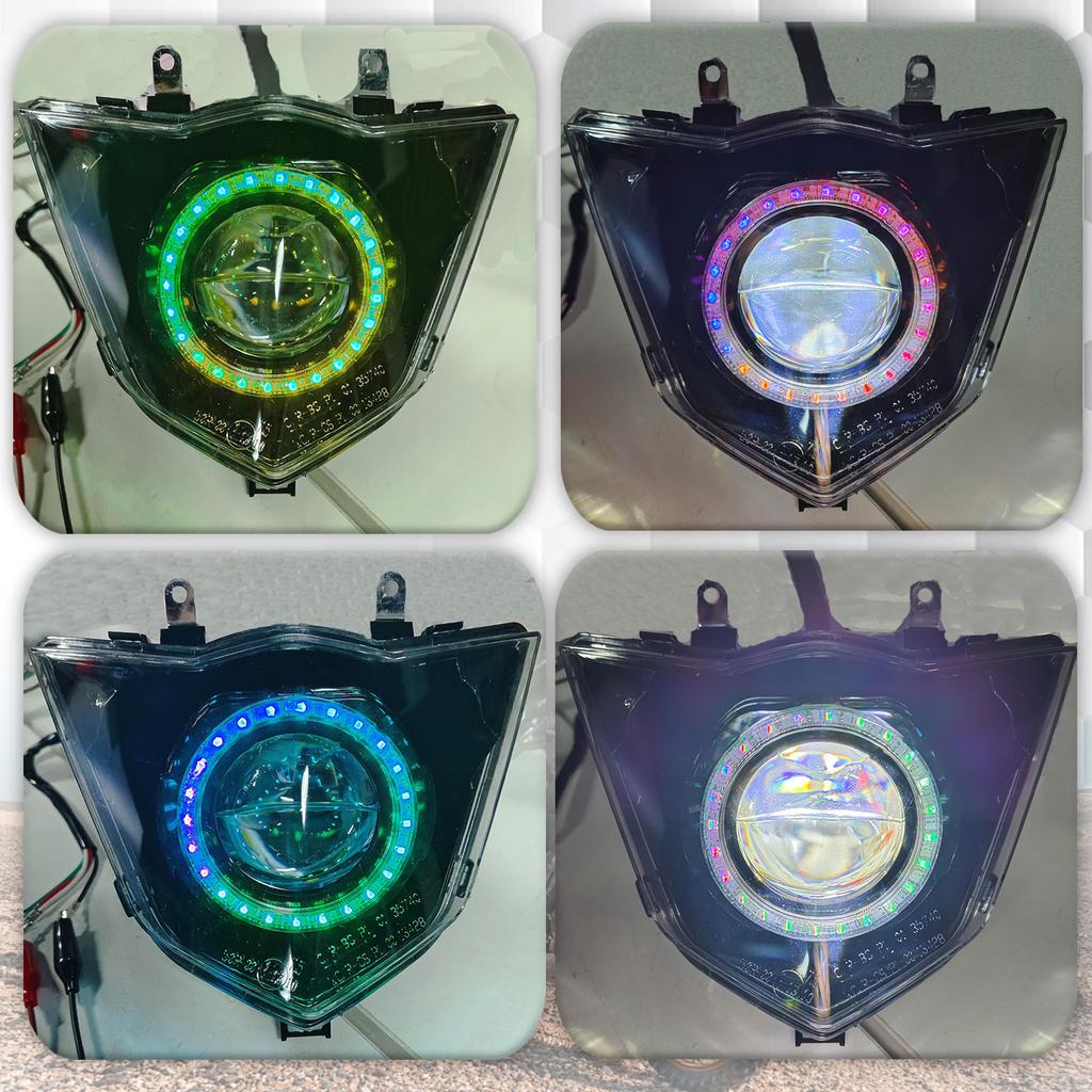 Motorcycle Angel Eye RGB Headlight Wick LED App Control For Yamaha WR 125 X R WR125 X/R  2009–2016 Motocross Modified HeadLamp