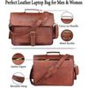 Leather Laptop Messenger Briefcase Men, Monogram Cross Body Computer Sling Satchel Project Bag, Groomsmen Christmas gift