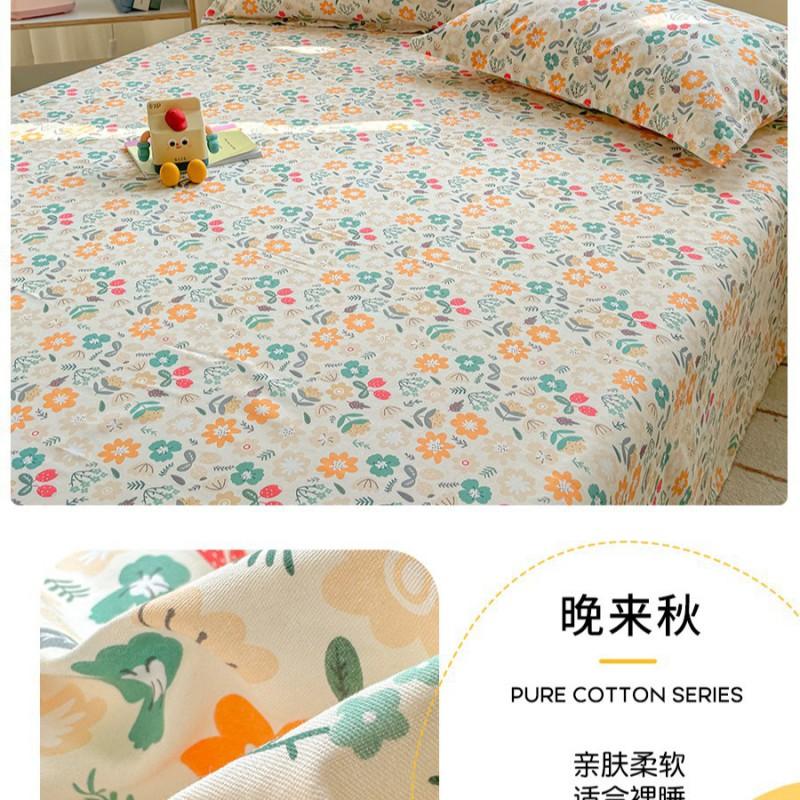 100% Cotton Single Bed Sheet Set Lightweight Breathable Student Dorm Bedding With Pillowcase Stripe