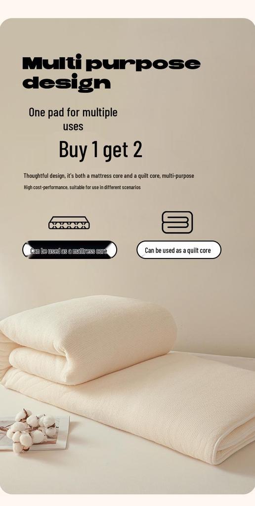 Thickened Soft Cotton Wadding Mattress Pad for Student Dorm Single Bed or Floor