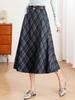 Women's 2026 Plaid A-line Skirt: High Waist, Slimming, Mid-length Umbrella Style for Autumn/Winter.