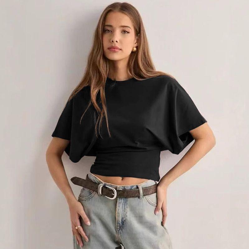 Shemoda Summer All-Matching round Neck Short Sleeve T-shirt Female Street Fashion Loose Leisure Slimming Sexy Tops