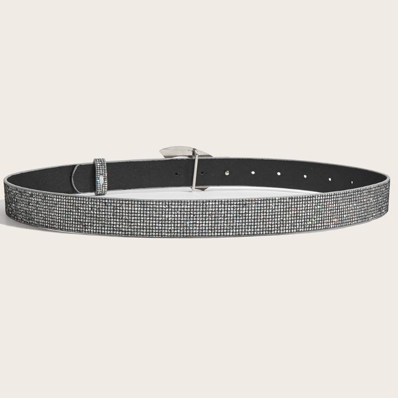 Elegant Rhinestones Studded Women Waist Belt Wide Band For Evening Parties And Casual Outings With Unique Buckles Design