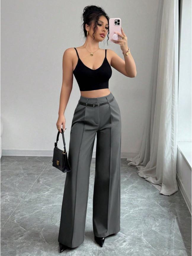 European and American 2025 Autumn/Winter Women's Casual High-Waisted Loose Straight-Leg Suit Pants