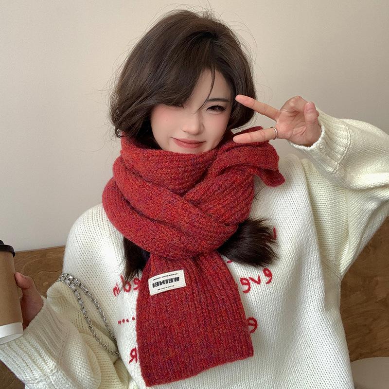 Red Scarf Women's Winter New Autumn and Winter Atmosphere High-end Christmas New Scarf Warm and Thicker