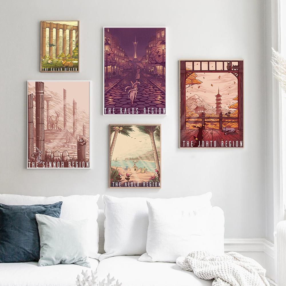 Anime Video Game Inspired Travel Poster And Prints Landscape Canvas Painting Print Wall Art Pictures Home Decor Christmas Gift