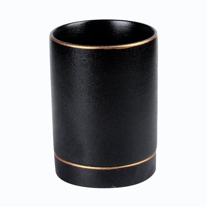 Frosted Chopstick Tube, Ceramic Black Crystal Glaze Knife, Fork And Spoon Storage Tube, Light Luxury Round Ornament, Household Storage