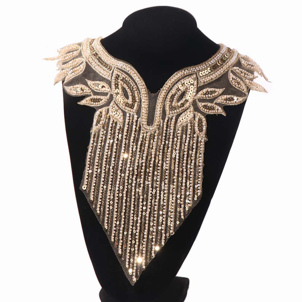 Apparel Accessories Luxury Beads Applique Delicate Elegant Applique Patches Handmade Fashion Clothing Applique Wedding Dress