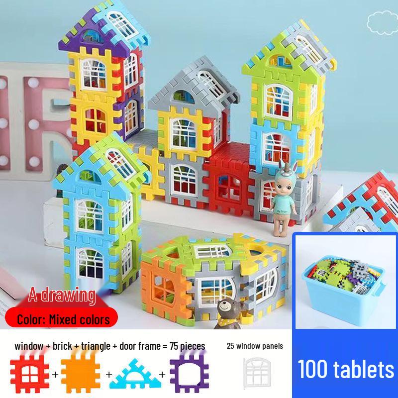 Grand Ensemble de Blocs de Construction Emboîtables pour Enfants de 3 à 6 Ans - Jouet Éducatif en Plastique pour l'Assemblage de Maison
