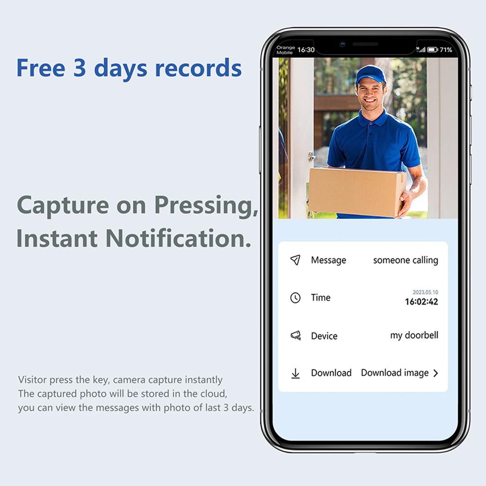 WiFi Wireless Video Doorbell IR Night Vision Doorbell Camera Smart Door Bell for Home Security Alarm System