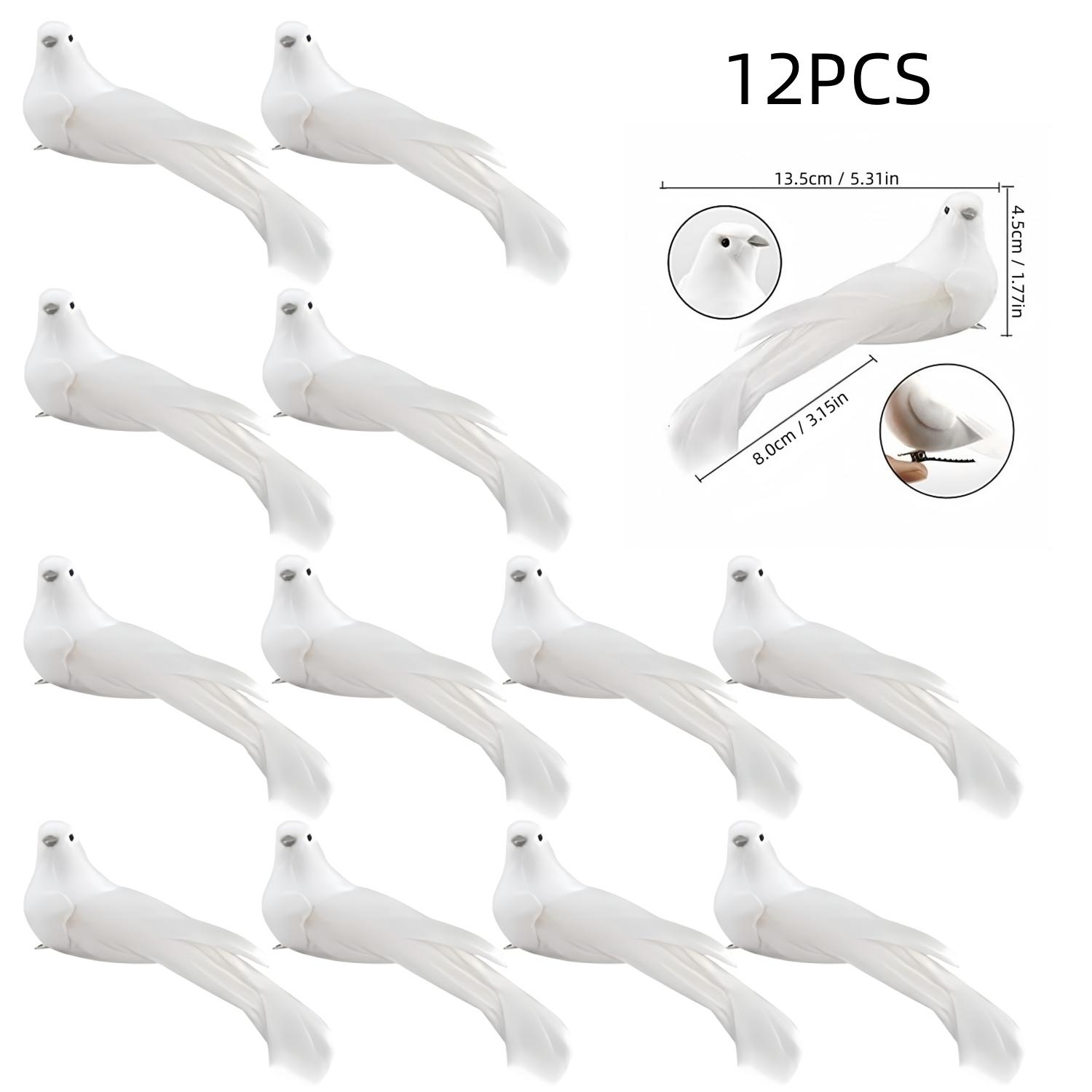 

Pack of 12 Artificial Birds White Fake Foam Animal Simulation Feather Birds Models DIY Wedding Home Garden Decoration