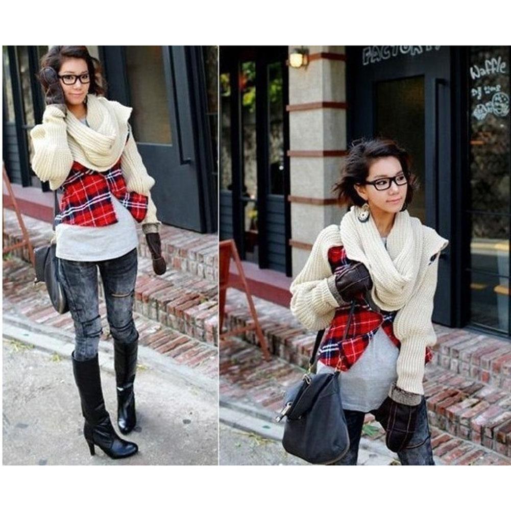 Autumn Winter Knitted Wool Scarf Korean Version Super Long Shawl With Sleeves Scarf For Men Women