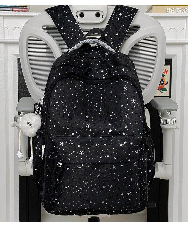 Schoolbag Korean Ins Wind Star Backpack Women, Large Capacity Junior High School Girls High School Student School Bag Leisure Travel Backpack