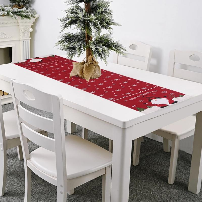Christmas Table Runner Merry Christmas Decoration for Home Xmas Party Decor 2024 Navidad Notal Noel Ornament Happy New Year 2025