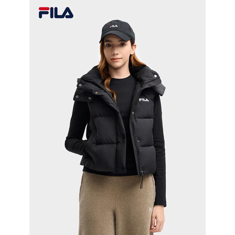 Женский пуховый жилет с капюшоном FILA XL чёрный