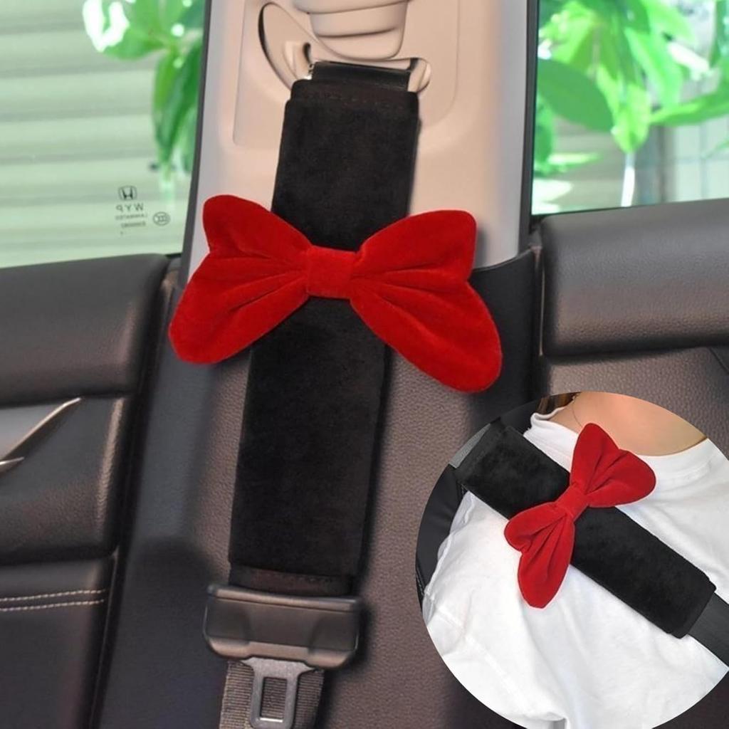 2 Pcs Car Seat Belt Covers with Cute Bow for Adults Girls Kids, Seat Belt Cover Pad for Shoulder Protector,Soft Auto Seatbelt Shoulder Pads, Seat