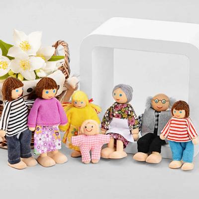 Puppenhäuser Menschen 8 Familienfiguren Holzpuppen Realistisches Design Bewegliche Puppen für Fantasievolles Spielen Lernspielzeug für Kinder Kleinkinder Zubehör