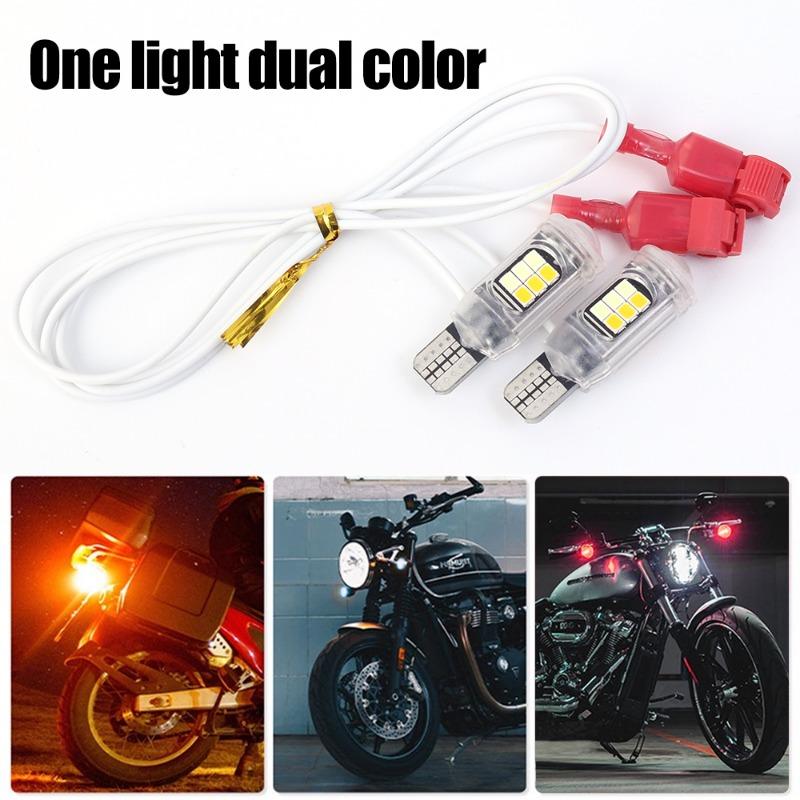 T10/T15 Motorrad-Blinker Motorrad Zweifarbig Hohe Helligkeit Standlicht Motorrad Brems-LED-Birne Rückleuchten