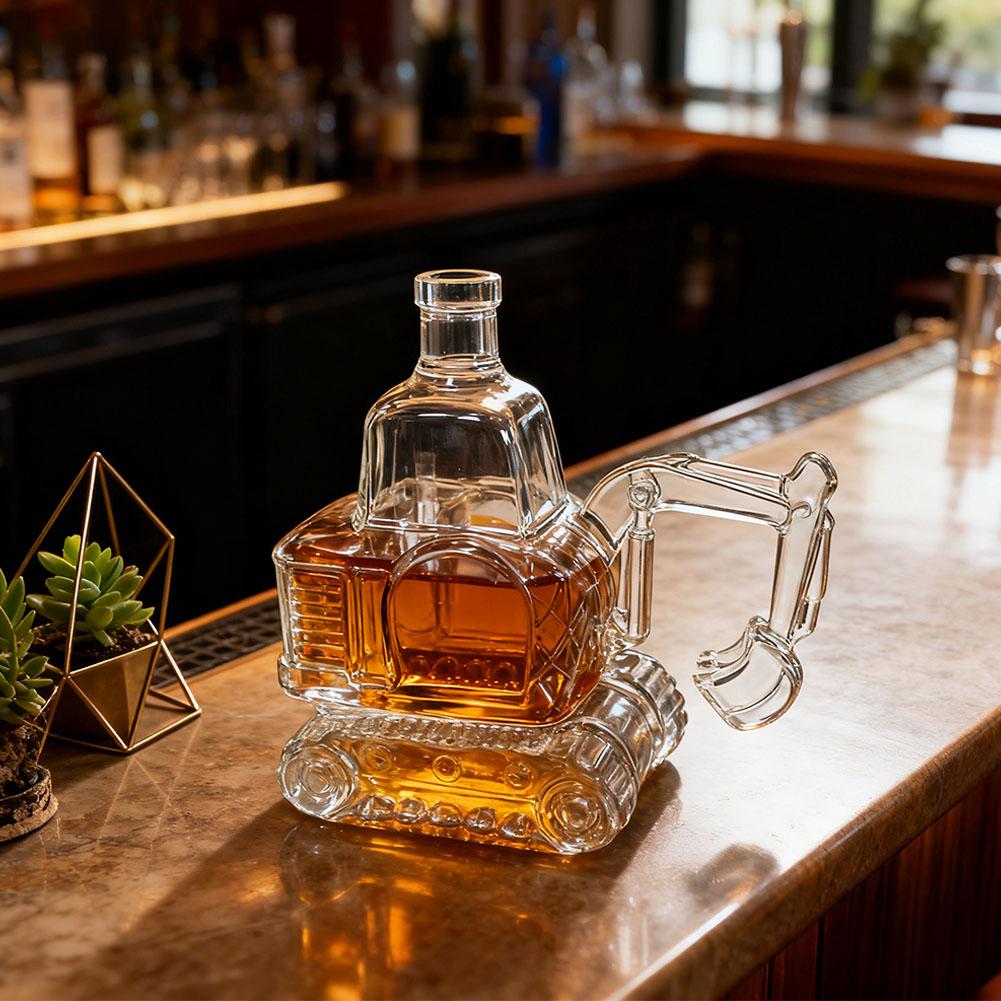 Bottiglia di Whiskey a forma di Escavatore Escavatore 3D Bottiglia di Whiskey Vino Novità Intagliata a Mano Vuota per Conservazione Vino Decorazione Artigianale