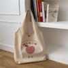Stylish Peach Print Canvas Tote Bag For Women Medium Sized With Magnetic Closure
